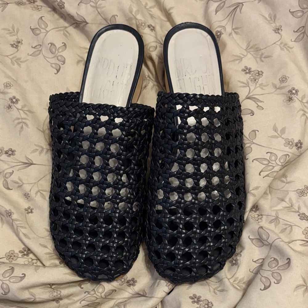 Bird Of Flight Black Woven Mules